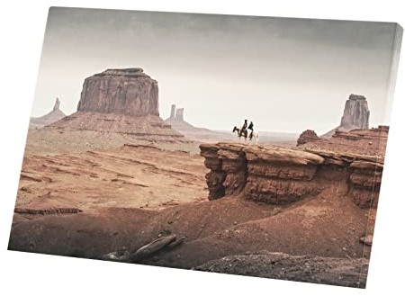 Quadro decorativo in tela stampata, motivo: paesaggio Western Canyons da uomo a cavallo (60 cm x 40 cm)
