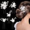 MELLIEX 5 Pièces Épingle à Cheveux de Marriage Perle Pinces à Cheveux Strass Accessoires de Cheveux en Cristal de Fleur pour Marriage Anniversaire Fête - Argent