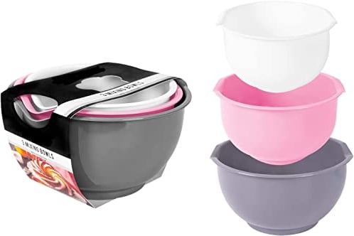 eMKay® 3 Pcs Mixing Bowl Set Kitchen Non Slip Baking Serving Bowls Food Preparation Kit Three Sizes Dishwasher Safe 2.5L, 2L, 1.5L