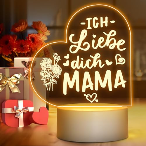Winzwon Geschenke für Mama, Geburtstagsgeschenk für Mama, LED Lampe Nachtlicht Personalisierte, Erntedankfest Geschenk, Weihnachtsgeschenke, Muttertagsgeschenk