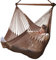 Bathonly Columpios Silla Hamaca, Silla Colgante Caribeña con Barra de Metal Extraíble, Silla Colgante de Jardín, Columpio Colgante de Cuerda XL para Interior y Exterior, Máximo 150 kg, Marrón
