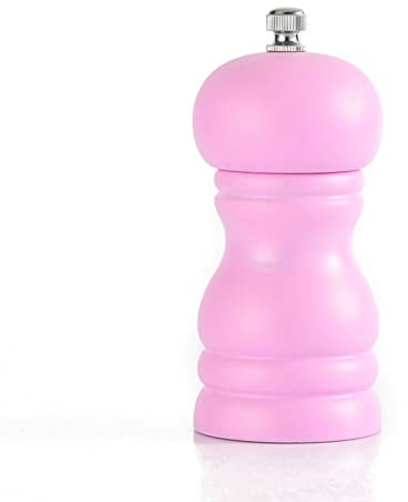Oak Wood Salt and Pepper Grinder Wooden Salt and Pepper Mills Shakers Manual Ceramic Grinder for Adjustable Coarseness Sea Salt Spice Pepper Mills for Picnic, Dinner, BBQ (Color : Pink)