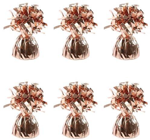 Foil Balloon Weights for Helium Balloons in Rose Gold Foil - 6x 160g Heavy Balloon Weights Birthday Party Wedding Celebration Décor with Tassles