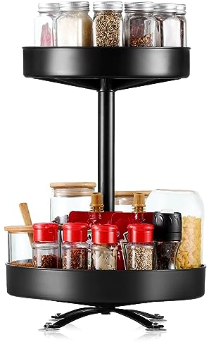 Cabilock Drehbarer Gewürzständer Stöckiges Ordnungssystem Für Küche Platzsparendes Gewürzregal Mit Drehfunktion Für Gewürze Saucen Küchenutensilien Für Zuhause Cafés Restaurants