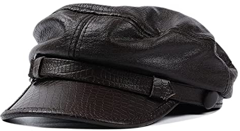 ZMNKH Unisex Fiddler Mütze Fischerhut Leder Kappe Herren Damen Schirmmütze
