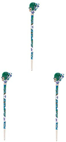LALAFINA 3pezzi Bacchette Vintage Per Stile Cinese Mollette Decorative Per Chignon Accessorio Elegante Per Donne Verde Design Antico e Resistente