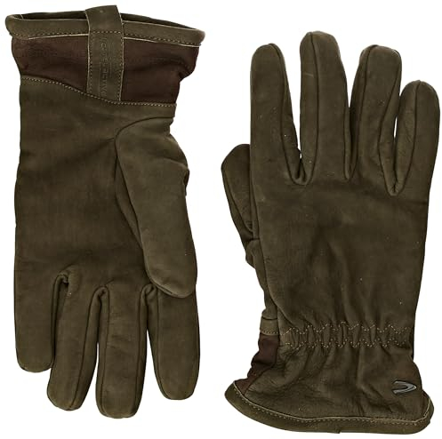 camel active Herren authentischer Lederhandschuh Fäustlinge, Dunkelgrün, L