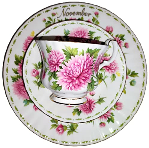 AngiesStrickZauber Venduto: Royal Albert/Original/Flower of the Month/November / 1 tazza - 1 piattino - 1 piatto da torta/originale/Bone Cina/Inghilterra