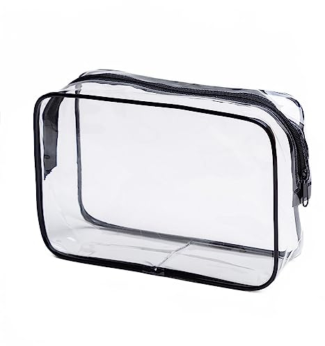 LECUNE 1 Stück Transparente Kulturbeutel und 1 Stück Plastikbeutel für Flüssigkeiten zugelassen (20x20cm), Kosmetiktasche Waschtasche für Männer & Frauen