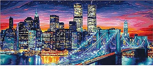 SHEGZHUC Diamond Painting Manhattan 110x50 cm für Erwachsene - Landschaft in der Nacht - Kreuzstich Stickbild Diamant Malerei - Malen nach Zahlen Stadt