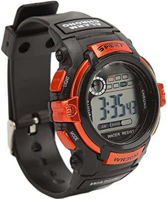 Alomejor Sportuhr Herren 12 24 Stunden System Laufsportuhr Edelstahl wasserdichte Abdeckung für Freunde (Orange)