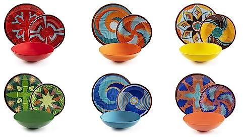 Excelsa Dakar Color - Vajilla de 18 piezas, porcelana y gres, decoración multicolor, 6 personas