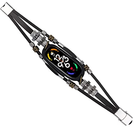 Smart-Armband, Vintage-Leder, Metall, Silikon, Schützendes Armband für Mi Band 7