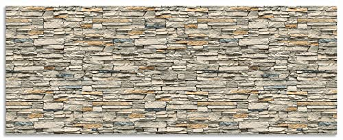 ARTland Spritzschutz Küchenrückwand aus Alu für Küche Herd Spüle individuelles Maß Steinwand Landhaus Steinoptik Mauer Stein Beige R2QS