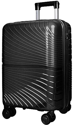 Asge Hartschalen-Koffer & Trolleys Handgepäck Koffer 4 Rollen Reisekoffer TSA Zahlenschloss Teleskopgriff, 24” Rollkoffer (Schwarz, XL)