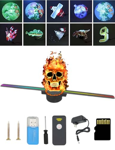 Sxhlseller Ventola per Ologramma 3D Proiezione Olografica da 16 Pollici, Proiettore Ologramma Smart WiFi 2000x224 224 LED, Foto HD Immagini Video Display Pubblicitario per Aziende
