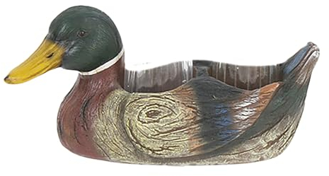 Slifka X2675 Mallard Duck Water Foul Animal 7.25 x 4 inch Brown and Green Resin Stone Collectible Tabletop Salt & Pepper Shakers with Figurine Storage Holder, Everyday Décor, 3 Piece Set