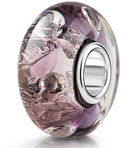 Materia Glas Beads Charms Silber 925 Damen Zirkonia lila 1065
