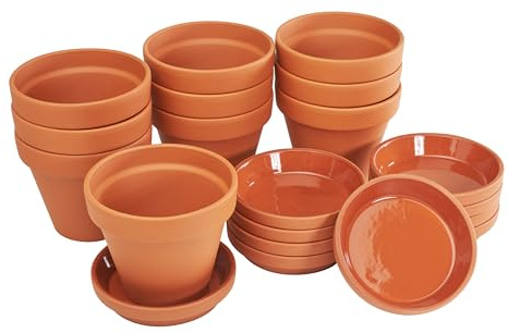 VBS Blumentopf TERRAKOTTA mit Untersetzer 10 Paar hochwertig langlebig Tontöpfe mit Bodenloch Pflanztopf Pflanzkübel Töpfe Tontopf Sukkulenten Anzuchttöpfe DIY Ø 11 cm