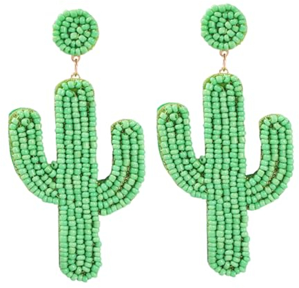 CALLARON 1 Paar Kaktus Ohrringe - Boho Ohrschmuck, Kreative Ethnischer Schmuck, Handgefertigte Tropische Perlenschmuck, Perle Tropfenohrringe für Frauen Festival & Alltag