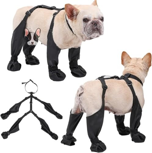 Strapsstiefel für Hunde, 2024 neue Hundepfotenstiefel, wasserdichte Hundestiefel, rutschfeste Hundeschuhe, Upgrade Hundepfotenschutz mit Hilfsgurt für Winter, verschneite Tage im Freien, Spaziergänge