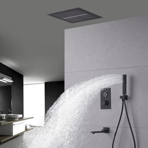 XJTNLB Colonne De Douche Thermostatique Kit De Douche Thermostatique Robinet Douche Encastré 16 In Pommeau De Douche Carré,3 Fonctions
