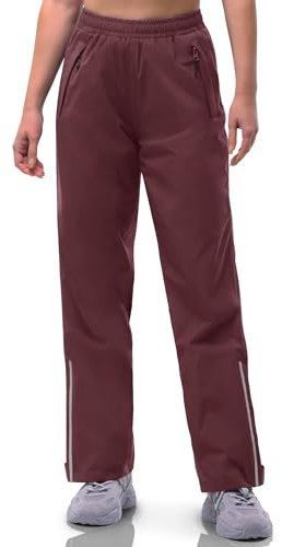 33,000ft Pantalon de Pluie pour Femme - Imperméable, Respirant et Coupe-Vent - Randonnée, Cyclisme, Extérieur Léger - Rouge Foncé, M Taille Courte