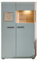 Lomadox Highboard Vitrinenschrank mit Beleuchtung, Eiche mit Schilfgrün