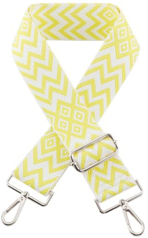 Schultergurt Taschengurt Verstellbarer Breit 5CM,Längenverstellbarer 75-135cm Schulterriemen,Taschengurte zum Wechseln,Zubehör für Tragetaschen Handtaschen Crossbody,Silberne Schnalle,Helles Gelb