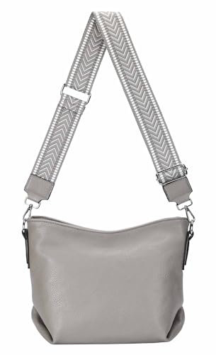 Damen Tasche Shopper Hobo Bags Crossbody Schultertasche Umhängetasche Handtasche Gürteltasche Crossover Kunst Leder Grau V1