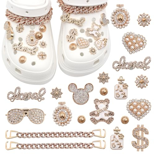 JKDHJK Sliver Schuh Charms, Bling Schuhanhänger Dekoration Schmuck Design, Schuhanstecker Glitzer, Schuhanstecker Zähne Ideal für Kinder, PVC Shoe Charm, Clog-Dekor für Mädchen Frauen Kinder