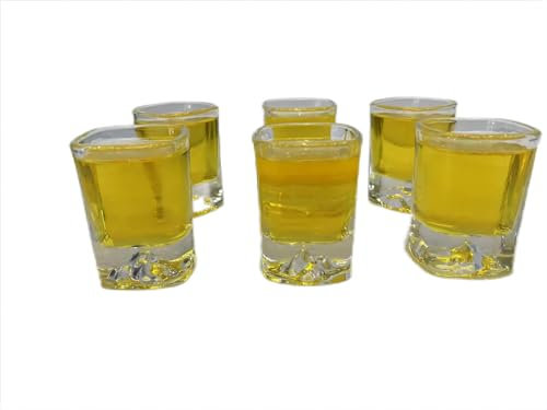 WOQIJENCV 45ml Gläser 6er Set | Wiederverwendbare klare Gläser für Wodka-, Rum-, Brandy-, Gelee-Gläser | Heavy Duty Gläser Set für Hausbars, Kneipen, Events, Partys (Quadratische Form2)