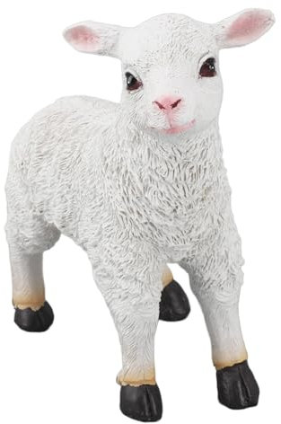 Tissting Gartenstatue Lamm Deko Figur 16cm Klein Harz Abnehmbar Garten Ziegen Skulptur Schafe Statue Dekoration Geschenk für Kinder, Drinnen und Draußen Ornament(Stehen)