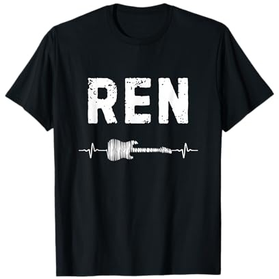 Ren Guitar Heartbeat Music Guitarist Retro Vintage T-Shirt