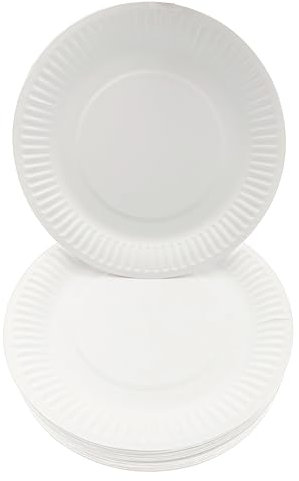 JZK 100 platos de papel desechables redondos blancos de 18 cm, platos de fiesta pequeños ecológicos para aperitivos de fiesta o bufé, postre, alimentos fríos y calientes, platos de papel