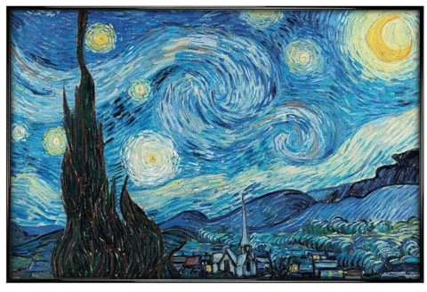 Vincent Van Gogh Sternennacht Maxi-Poster – schwarz glänzend gerahmt