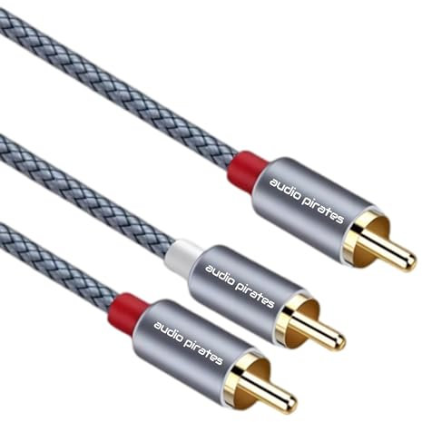 audio pirates Subwoofer Cinch-Kabel 2x1 RCA-Kabel – High-Performance Y Cinchkabel, Audio-Kabel mit 24 K vergoldetem Stecker, OFC-Kupfer – Lautsprecherkabel für Subwoofer (1er Pack, 2m)