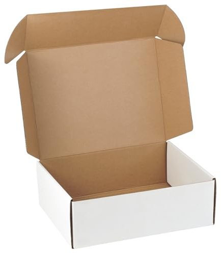 12x9x4 Shipping Boxes Set of 5, White Corrugated Cardboard Box Literature Mailer