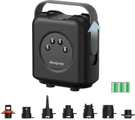 dwndpump Paddle Board Pump, Rechargeable SUP Pump 20PSI High Pressure, Electric Portable Dual-Stage Inflation, Auto-Off & 12V DC Car Connector, for Kayaks, Mattress, Kite Wings, Tents