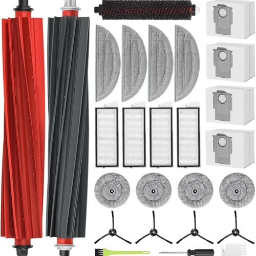 26 accessori per robot aspirapolvere Rob-orock S8 MaxV Ultra, set di accessori con 4 sacchetti per aspirapolvere, 3 spazzole laterali, 4 filtri HEPA, 4 tamponi, 4 cuscini laterali, 3 strumenti per la