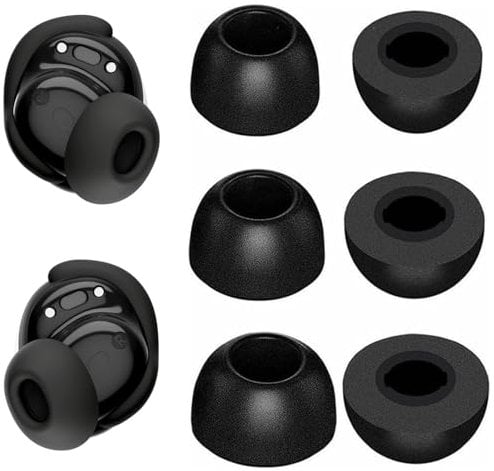 Replacement Memory Foam Ear Tips Compatible with Bose New QuietComfort Earbuds (2024 Released), Noise Canceling Foam Eartips Ear Plug Ear Tip,Fit in Case,L/M/S 3 Size 3 Pairs,Black (214Foam3PB)