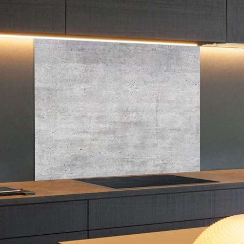 Spritzschutz Küchenrückwand Glas 60 x 60 x 0,6 cm Graue Betonwand, Küchenwand Wandschutz, Herd Spritzschutz, Rückwand Küche Glas, Pfannenspritzschutz - RUECKWAND24