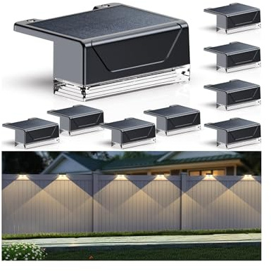 Solar Fence Lights Outdoor，3000/4000/6000K 3 Mode Fence Light Solar Powered