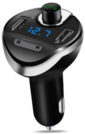 jojofuny FM Transmitter Für Auto Drahtloser FM Modulator Mit Freisprecheinrichtung Radio Adapter Und USB Ladegerät Für Smartphone Unterstützung Für Musik Streaming Und Anrufannahme
