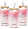 Mason Life Personalisierte Glas mit Namen & Geburtsblume – 530ml Dosen-Glas mit Deckel & Strohhalm – Eiskaffee Becher, Geschenk für Mama, Muttertag Geschenk