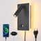 CNMYKYDS Dimmbare Wandleuchte mit Berührungsschalter, Steckerkabel USB C+A Port Ladeanschluss, Verstellbare Wandleseleuchte für Schlafzimmer, Wohnzimmer und Büro