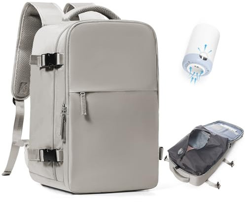 BJLFS Zaino da viaggio aereo Bagaglio a mano con Pompa per Sottovuoto Borse da Cabina per Ryanair 40x20x25 Airback con compressione sottovuoto,Zaino Casual per laptop da 14 pollici per Viaggi