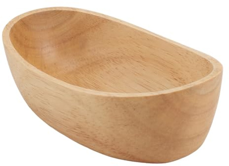 TOPINCN Wooden Bowl, Boat Shaped Salad Bowl Big Bowl, Versatile Fruit Bowl with Elegant Wood Grain for Salad, Soup, Oatmeal, Fruit (15cm*4.2cm)