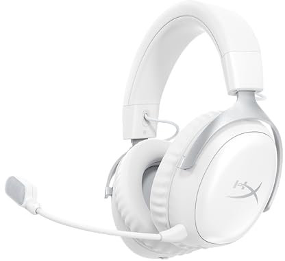 HyperX Cloud III S Wireless, Cuffie Bluetooth, Audio 3D, Microfono Noise-Cancelling, Fino a 200 ore di Autonomia, Dongle USB-C, Compatibili con PC, PS5, Nintendo Switch, Bianco