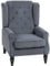 HOMCOM Retro Accent Chair, Velvet Wingback Armchair with Wood Frame Button Tufted Design for Living Room Bedroom, Grey